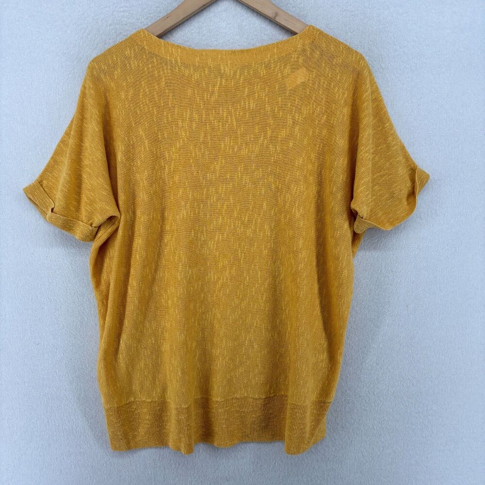 EILEEN FISHER Sweater PP Petite Linen Cotton Top Slub Dolman Sleeve Yellow - Picture 2 of 12